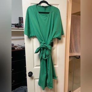 Green T-Shirt Dress with Bow